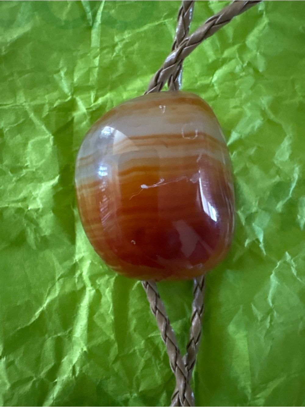 Handcrafted Brown Agate Pendant Necklace Bolo Tie